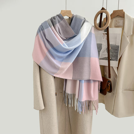 Cozy Plaid Tassel Cashmere Scarf
