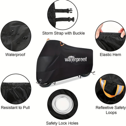 All-Season Waterproof Motorcycle Cover with Reflective Safety Straps