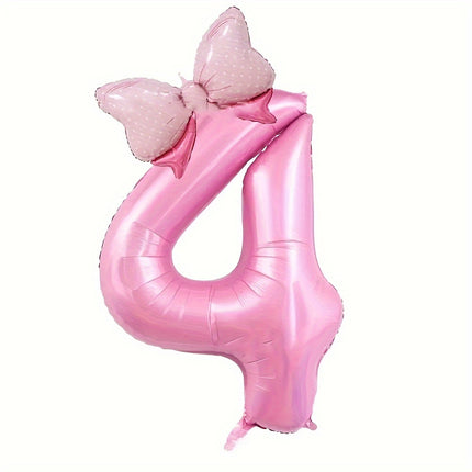 Pink Number Balloon with Adorable Bow