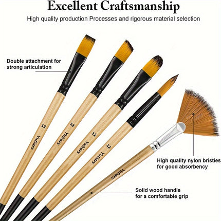 32-Piece Nylon Bristle Paint Brush Set