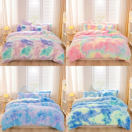 Cozy Tie-Dye Plush Duvet Cover Set - Soft & Stylish