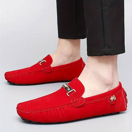 Men's Moccasin Loafers with Metallic Decor