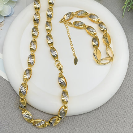 2pcs Hip-Hop Bracelet & Necklace Set