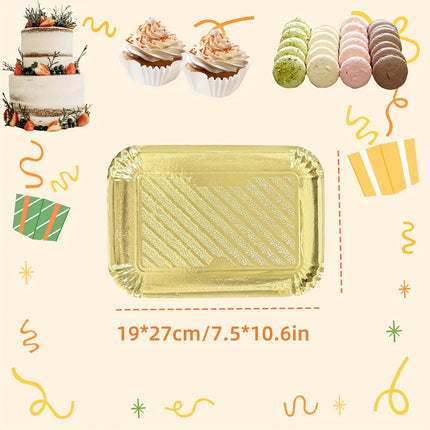 Elegant 10pcs Golden Foil Cake & Dessert Trays Set