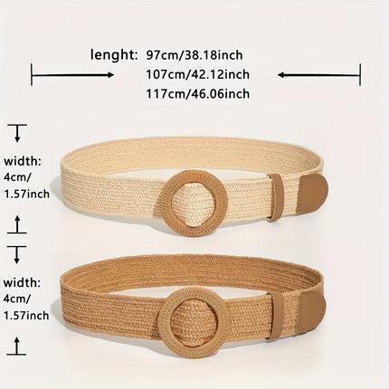 Boho Straw Woven Belt Set