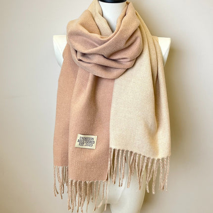 Double-Sided Two-Color Tassel Scarf