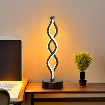 Modern Spiral Black Metal Table Lamp for Home Decor