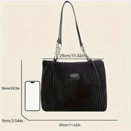 Elegant Corduroy Tote Bag – Stylish, Spacious, Everyday Essential - Monti Bargains