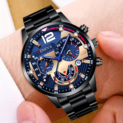 8pcs Men's Quartz Watch & Jewelry Set