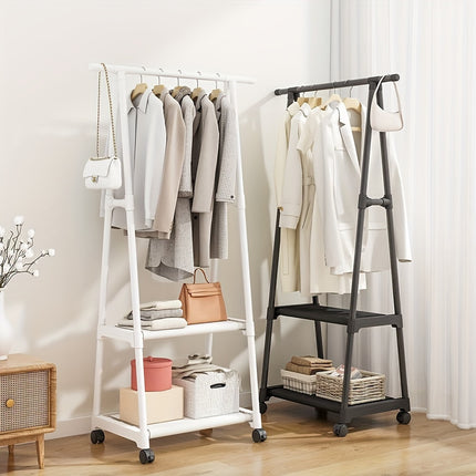 Mobile Multi-Tier Garment Rack with Wheels and Shelves
