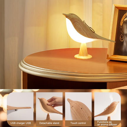 USB Touch-Dimming Bird LED Table Lamp – 3-Color Night Light