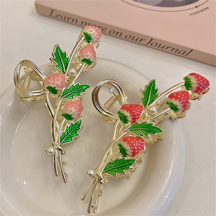 Trendy Strawberry Hair Claw – Stylish Metal Clip
