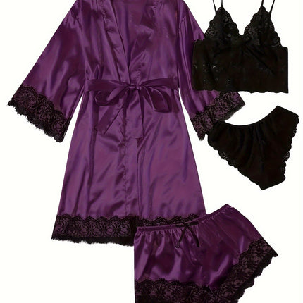 Elegant Satin Lace Lounge Set