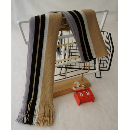 Men’s Striped Tassel Acrylic Scarf