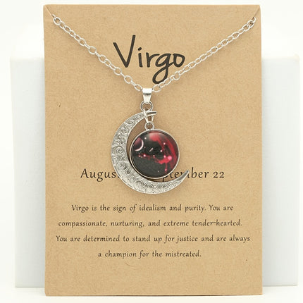 Luminous Zodiac Cross Pendant Necklace