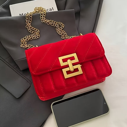 Elegant Quilted Velvet Shoulder Bag