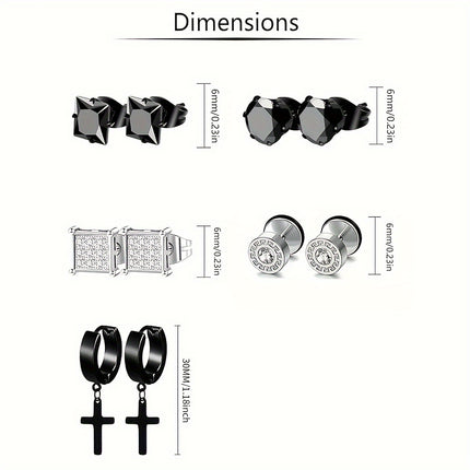 15-Pair Stainless Steel Earring Set