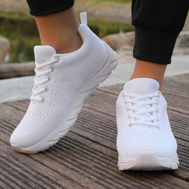 Men’s Solid White Breathable Running Shoes