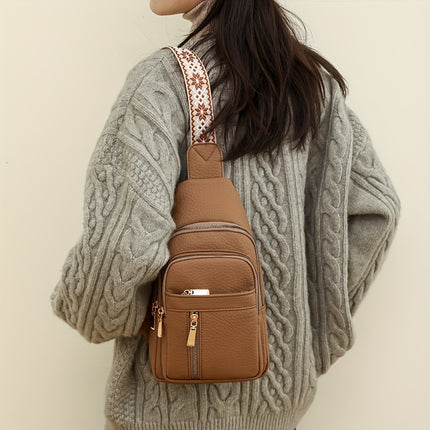 Vintage Multi-Pocket PU Leather Chest Bag