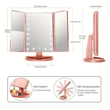 Tri-Fold LED Vanity Mirror