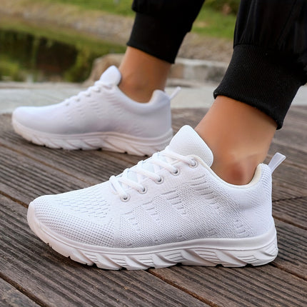 Men’s Solid White Breathable Running Shoes