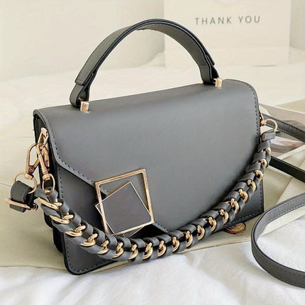 Solid Color PU Leather Crossbody