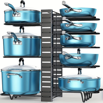Upgraded 8-Tier Metal Pot Rack with Hooks