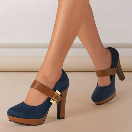 Retro Round Toe High Heeled Pumps