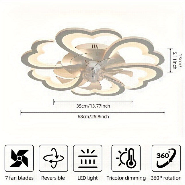 27-inch Modern LED Ceiling Fan with Adjustable Airflow