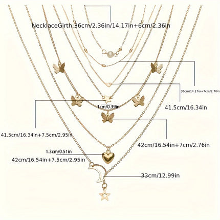 Elegant Butterfly & Heart Necklace Set