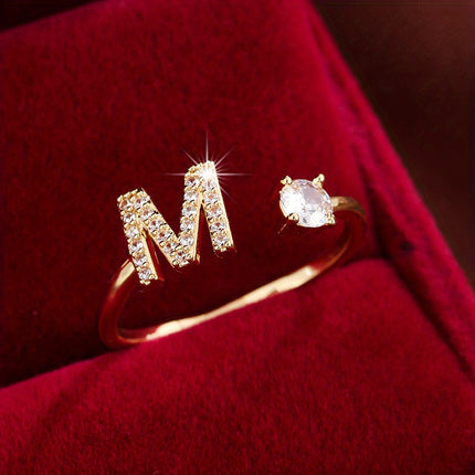 Adjustable Letter Zirconia Copper Ring