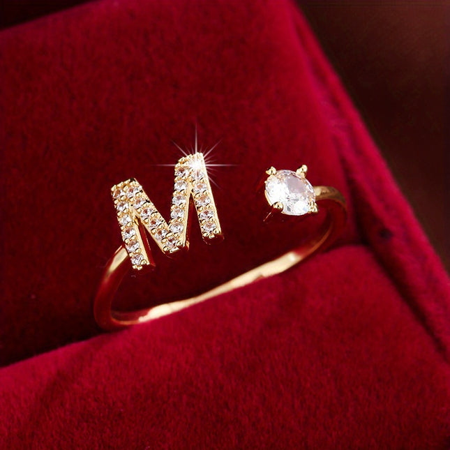 Adjustable Letter Zirconia Copper Ring