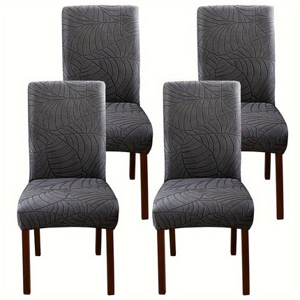 Leaf Jacquard Dining Chair Covers - Stretchy & Non-Slip