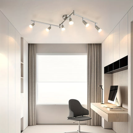 Modern Black LED Ceiling Spotlight - 6 Flames Swivel GU10 Lamp