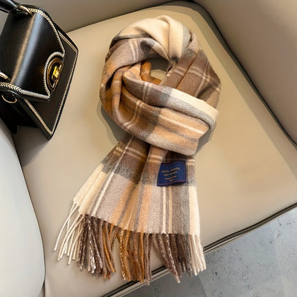 Cozy British Red Plaid Wool Scarf