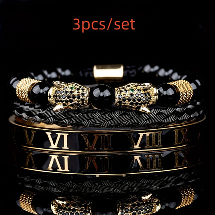 Men's Luxury Leopard Bracelet Set