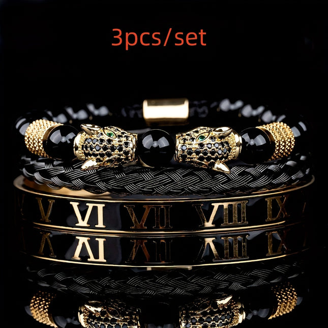 Men's Luxury Leopard Bracelet Set