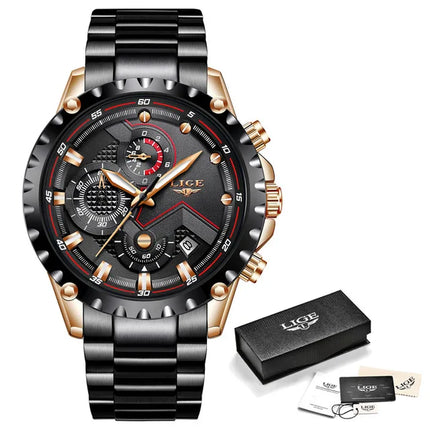 LIGE Silver Chronograph Business Watch