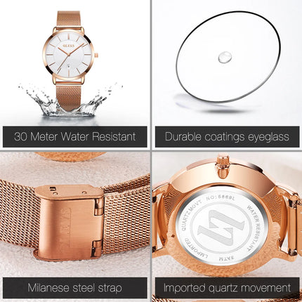 OLEVS Rose Gold Luxury Watch Set