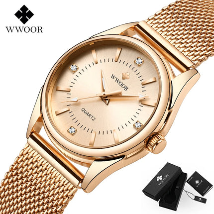 WWOOR Elegant Gold Diamond Women’s Watch