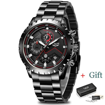 LIGE Silver Chronograph Business Watch