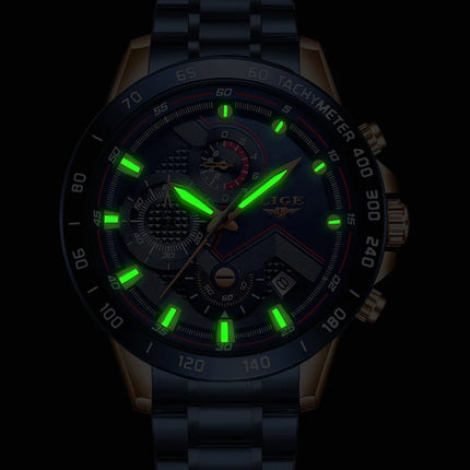 LIGE 2025 Stainless Steel Chronograph