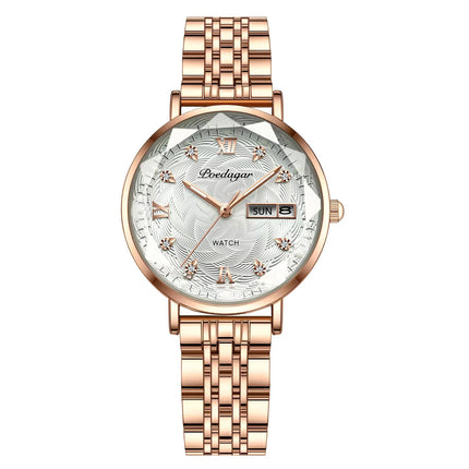 POEDAGAR Elegant Rose Gold Women’s Watch
