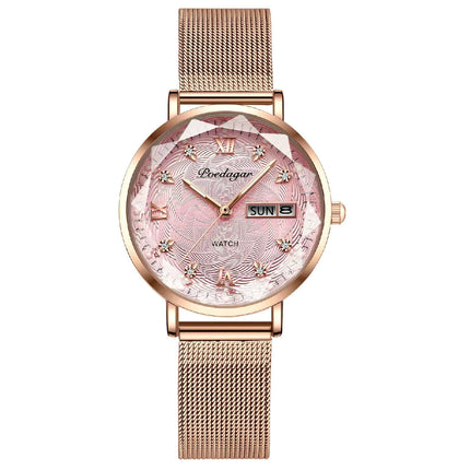 POEDAGAR Elegant Rose Gold Women’s Watch