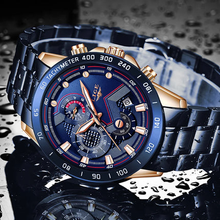 LIGE 2025 Stainless Steel Chronograph