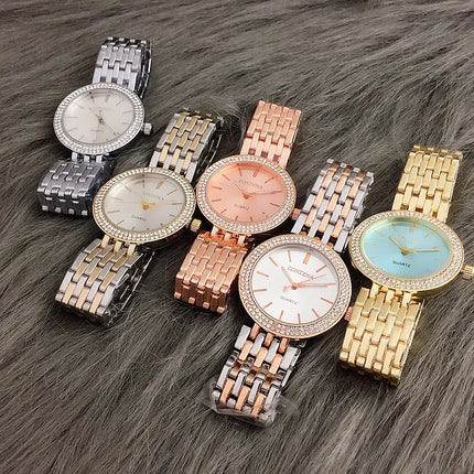 CONTENA Luxury Silver Rhinestone Watch