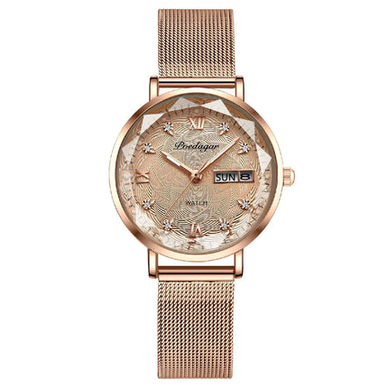 POEDAGAR Elegant Rose Gold Women’s Watch