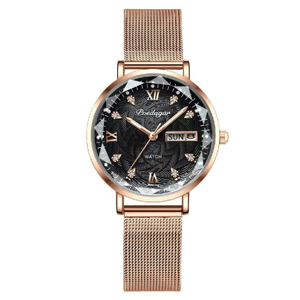 POEDAGAR Elegant Rose Gold Women’s Watch
