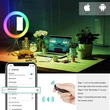 10in RGB Selfie Ring Light with Tripod