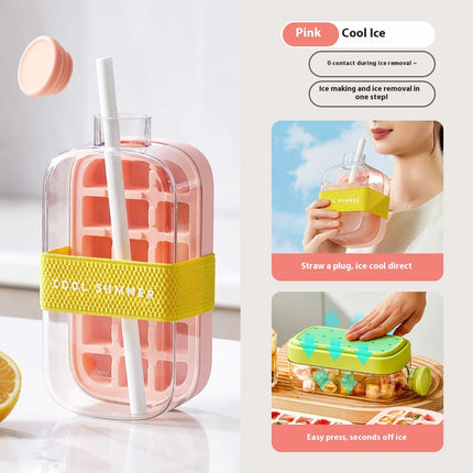 2-in-1 Ice Cube Tray with Straw
